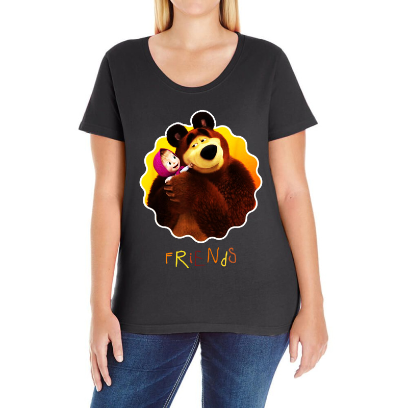 Funny Masha And The Bear Friends Ladies Curvy T-Shirt by atereabag | Artistshot