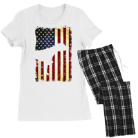 German Shorthaired Pointer Silhouette American Flag T Shirt Women's Pajamas Set | Artistshot