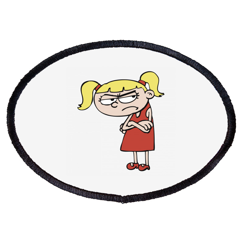 Angry Little Girl With Blonde Hair Oval Patch | Artistshot