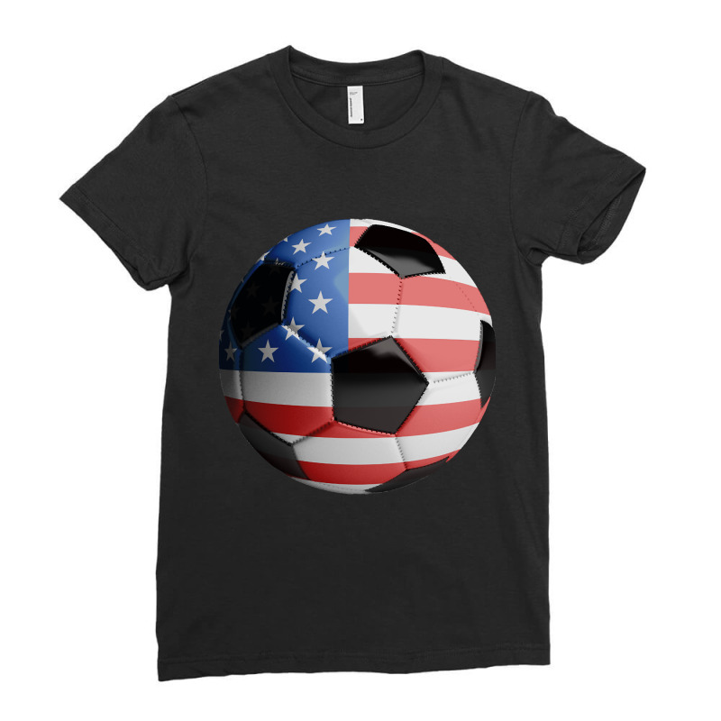 Usa Flag Soccer Ball T Shirt Ladies Fitted T-Shirt by new121 | Artistshot