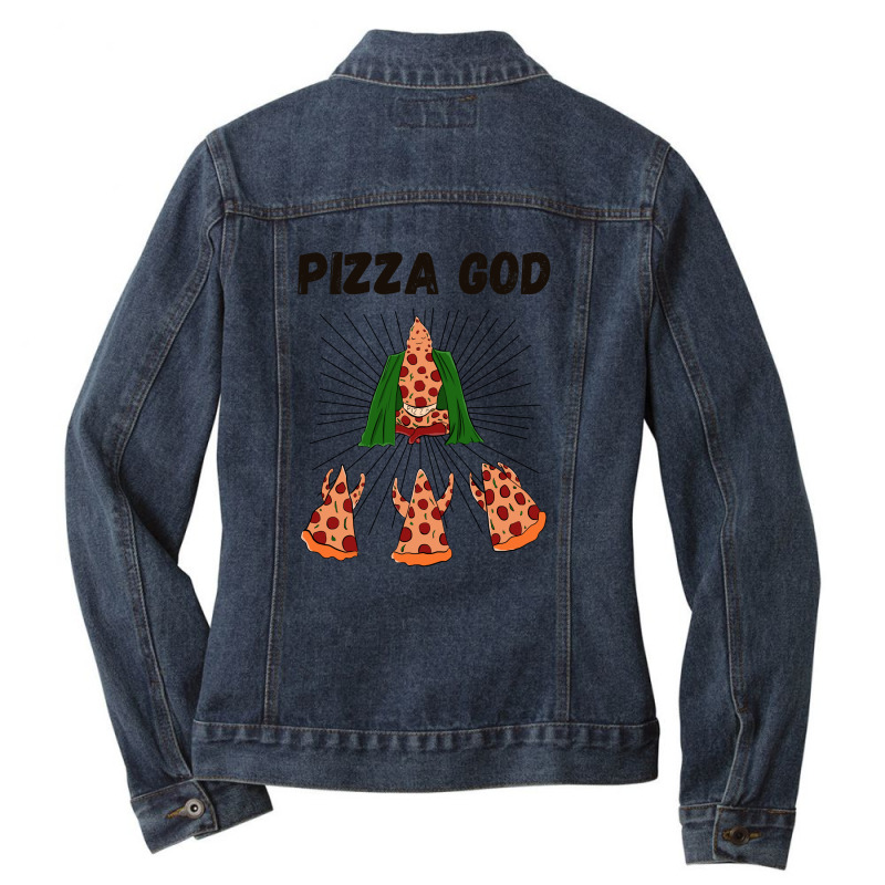 God Of Pizza Illustration Ladies Denim Jacket | Artistshot