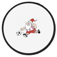 Santa Claus Is Playing Football Round Patch | Artistshot