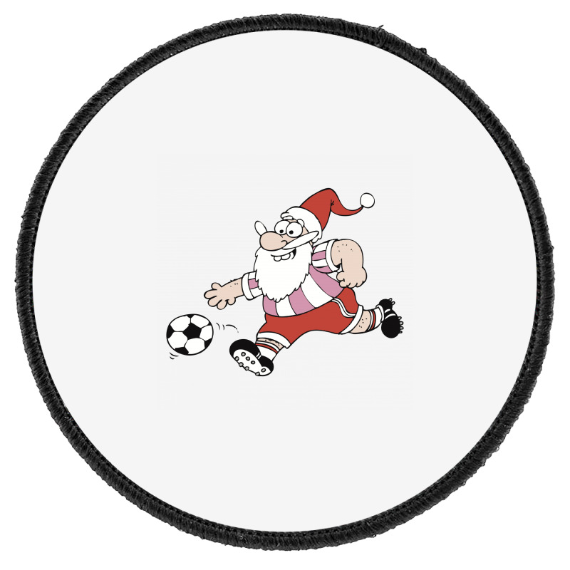 Santa Claus Is Playing Football Round Patch | Artistshot