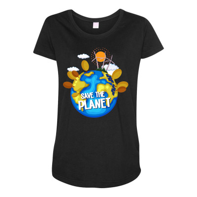 Message Save The Planet Conservation Incentive Message Maternity Scoop Neck T-shirt Designed By Arnaldo Da Silva Tagarro