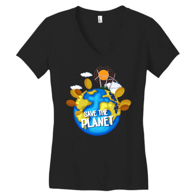 Message Save The Planet Conservation Incentive Message Women's V-neck T-shirt Designed By Arnaldo Da Silva Tagarro