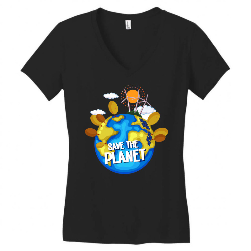 Message Text Message Tshirts Save The Planet Conservation Incentive Women's V-Neck T-Shirt by Tagshirts | Artistshot