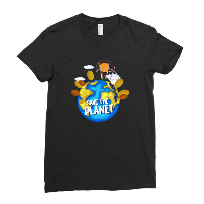 Message Save The Planet Conservation Incentive Message Ladies Fitted T-shirt Designed By Arnaldo Da Silva Tagarro