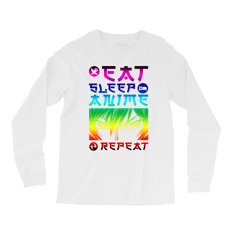 Eat Sleep Anime Repeat Tee Funny Long Sleeve Shirts | Artistshot