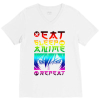 Eat Sleep Anime Repeat Tee Funny V-neck Tee | Artistshot