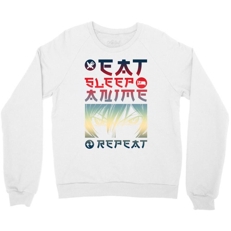 Eat Sleep Anime Repeat Tee Funny Crewneck Sweatshirt | Artistshot