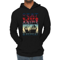 Eat Sleep Anime Repeat Tee Funny Lightweight Hoodie | Artistshot