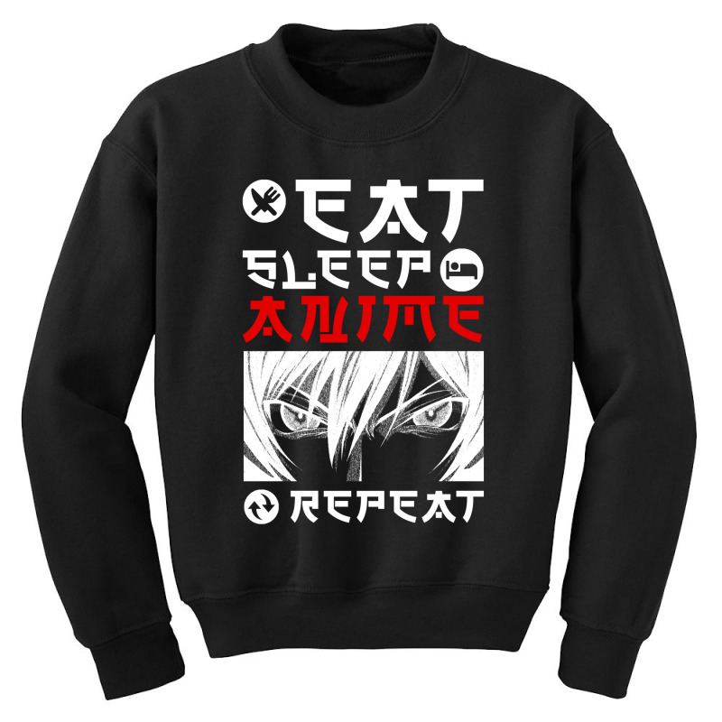 Eat Sleep Anime Repeat Tee Funny Youth Sweatshirt | Artistshot