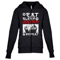 Eat Sleep Anime Repeat Tee Funny Youth Zipper Hoodie | Artistshot