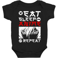 Eat Sleep Anime Repeat Tee Funny Baby Bodysuit | Artistshot