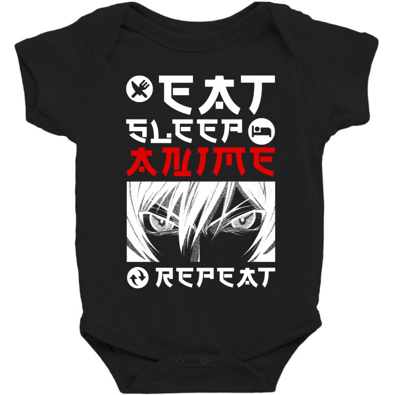 Eat Sleep Anime Repeat Tee Funny Baby Bodysuit | Artistshot