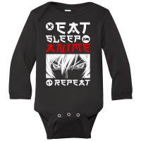 Eat Sleep Anime Repeat Tee Funny Long Sleeve Baby Bodysuit | Artistshot