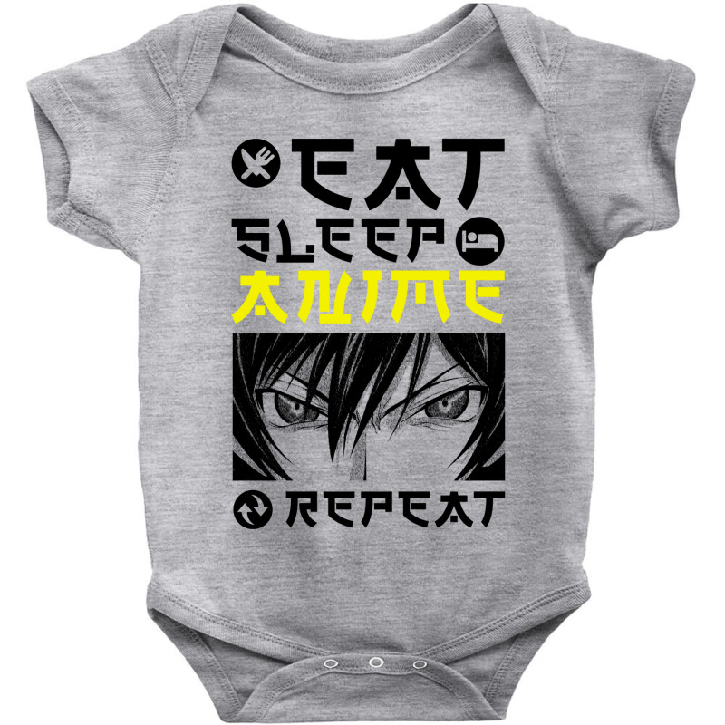 Eat Sleep Anime Repeat Tee Funny Baby Bodysuit | Artistshot