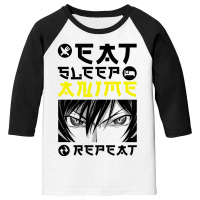 Eat Sleep Anime Repeat Tee Funny Youth 3/4 Sleeve | Artistshot