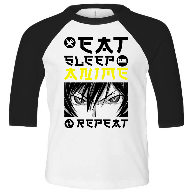 Eat Sleep Anime Repeat Tee Funny Toddler 3/4 Sleeve Tee | Artistshot