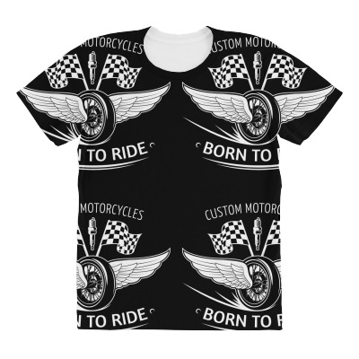 Motorcycle Custom Motorcycle Bikers Shop All Over Women's T-shirt Designed By Arnaldo Da Silva Tagarro