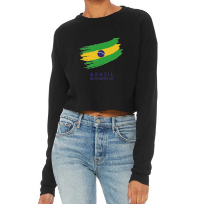 Flags Brazil Independence Day Flags And Symbols Cropped Sweater Designed By Arnaldo Da Silva Tagarro