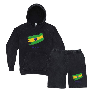 Flags Brazil Independence Day Flags And Symbols Vintage Hoodie And Short Set Designed By Arnaldo Da Silva Tagarro