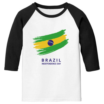 Flags Brazil Independence Day Flags And Symbols Youth 3/4 Sleeve Designed By Arnaldo Da Silva Tagarro