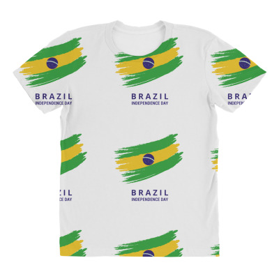 Flags Brazil Independence Day Flags And Symbols All Over Women's T-shirt Designed By Arnaldo Da Silva Tagarro