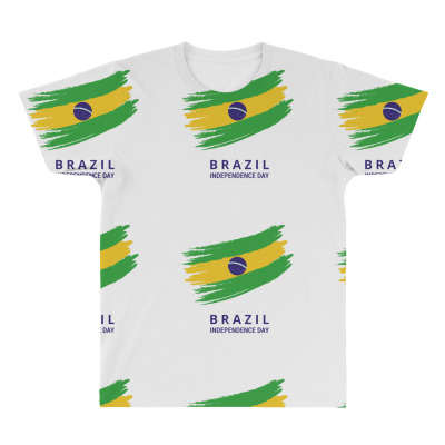 Flags Brazil Independence Day Flags And Symbols All Over Men's T-shirt Designed By Arnaldo Da Silva Tagarro