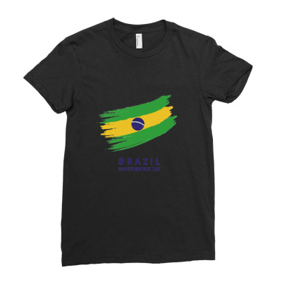 Flags Brazil Independence Day Flags And Symbols Ladies Fitted T-shirt Designed By Arnaldo Da Silva Tagarro