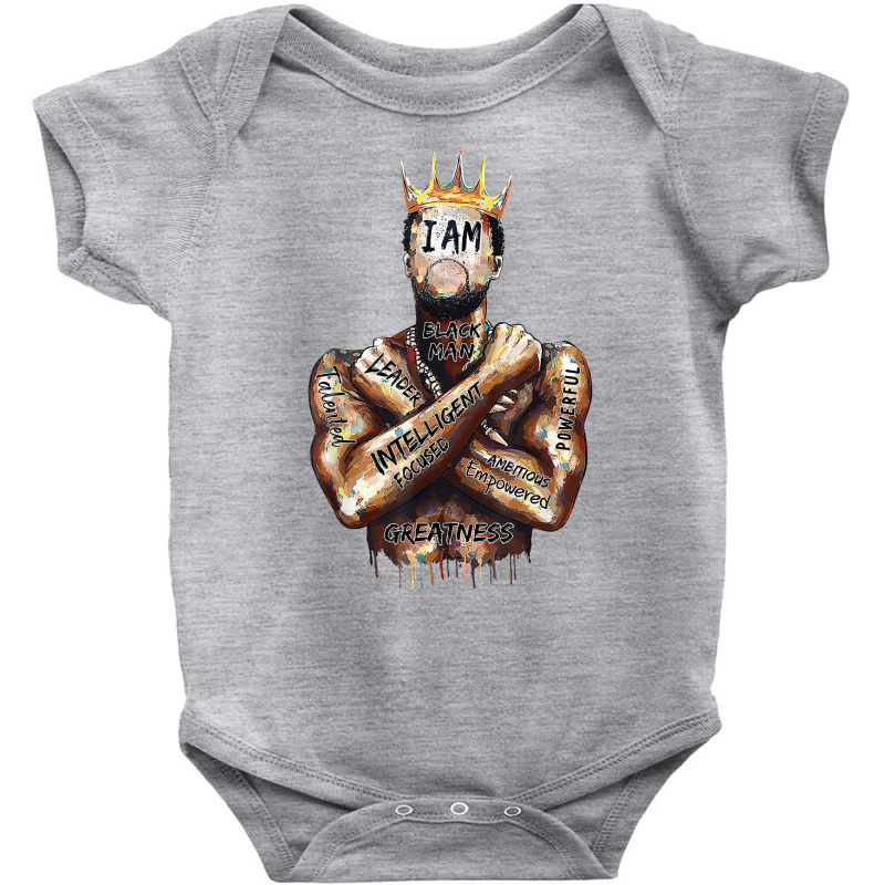 I Am Black Man King Powerful Dad Afro Melanin Black History T Shirt Baby Bodysuit by norhannuchols | Artistshot