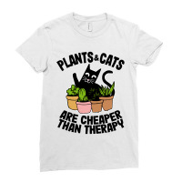 Plants & Cats Are Cheaper Than Therapy Gardening Ladies Fitted T-shirt | Artistshot