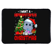 Hippopotamus I Want A Hippopotamus For Christmas Funny Xmas 363 Hippo Rectangle Patch | Artistshot