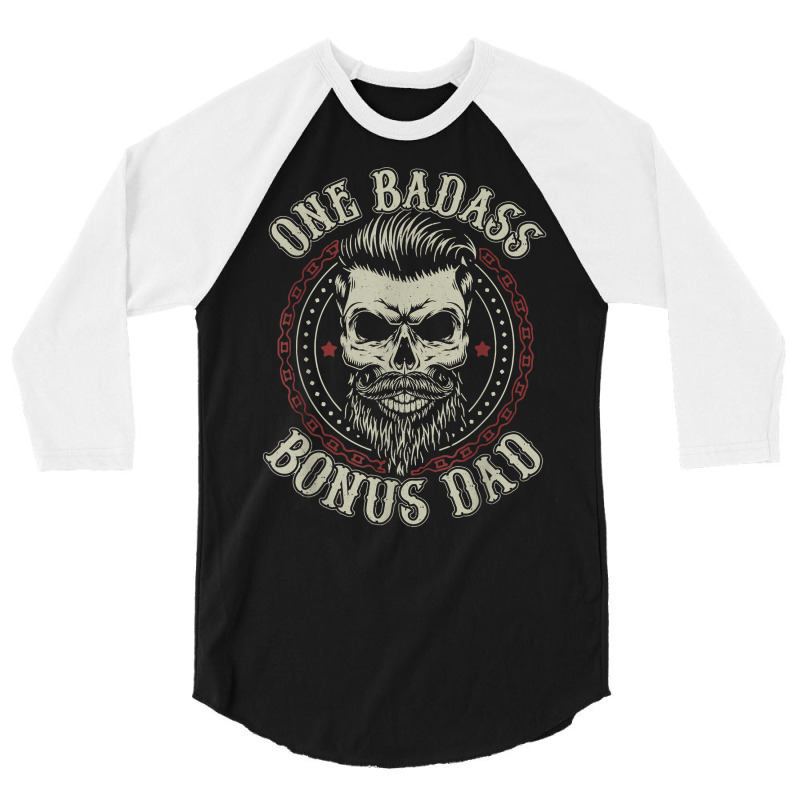 Mens One Badass Bonus Dad Birthday Step Dad Father's Day Tee T Shirt 3/4 Sleeve Shirt by norhannuchols | Artistshot