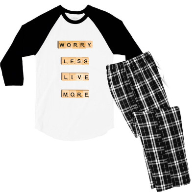 Message Worry Less Incentive Inspirational Support Men's 3/4 Sleeve Pajama Set Designed By Arnaldo Da Silva Tagarro