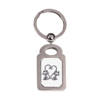 Valentine's Day Cat Silver Rectangle Keychain | Artistshot