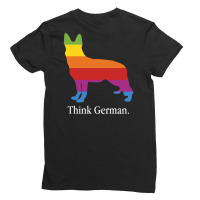 Rainbow Think German Shepherd White Ladies Fitted T-shirt | Artistshot