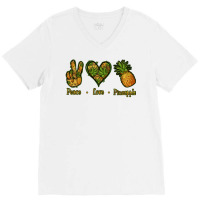 Peace Love Pineapple V-neck Tee | Artistshot