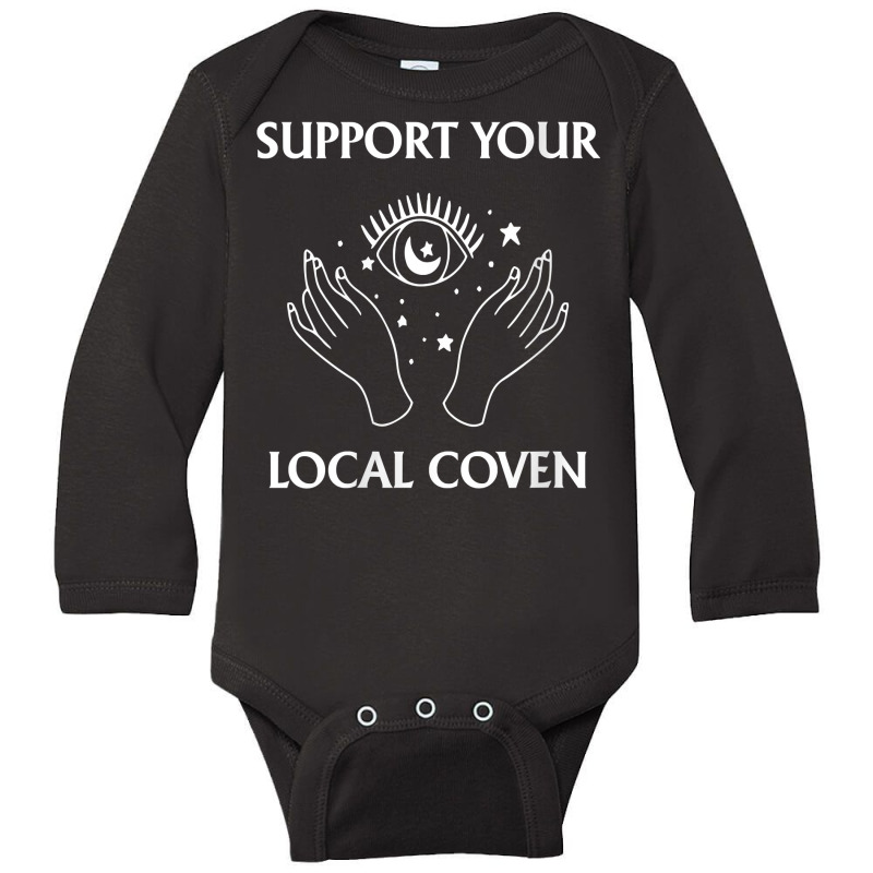 Womens Witch Girl Support Your Local Coven, Witchcraft, Wiccan V Neck Long Sleeve Baby Bodysuit by abdurrehmancappucci | Artistshot