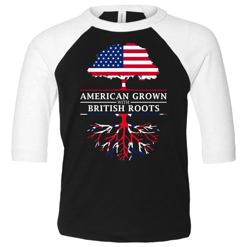 American Grown British Roots   Britain Union Jack T Shirt Toddler 3/4 Sleeve Tee | Artistshot