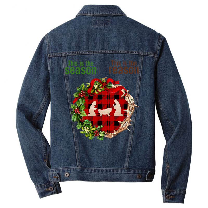 Christian Christmas Nativity Jesus Is The Reason The Season Christian Men Denim Jacket by hopelessoon | Artistshot