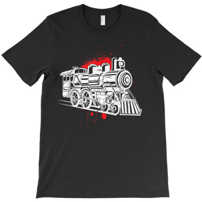 Steam Engine Locomotive Track Train Art Paint Splatter T Shirt T-shirt Designed By Bshameman