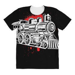 steam engine locomotive track train art paint splatter t shirt All Over Women's T-shirt | Artistshot