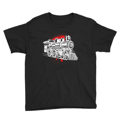 Steam Engine Locomotive Track Train Art Paint Splatter T Shirt Youth Tee Designed By Bshameman