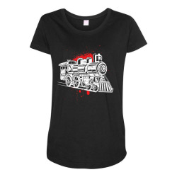 steam engine locomotive track train art paint splatter t shirt Maternity Scoop Neck T-shirt | Artistshot