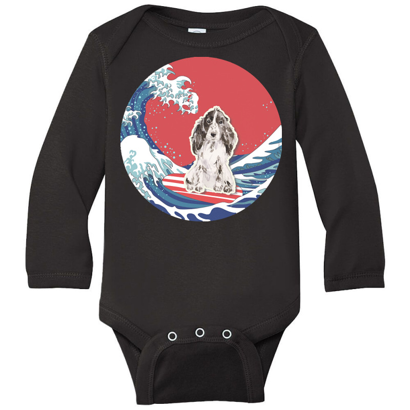 Cocker Spaniel T  Shirt Cocker Spaniel Gifts   Ocean Waves Surfing Coc Long Sleeve Baby Bodysuit by kanekoelpin141 | Artistshot