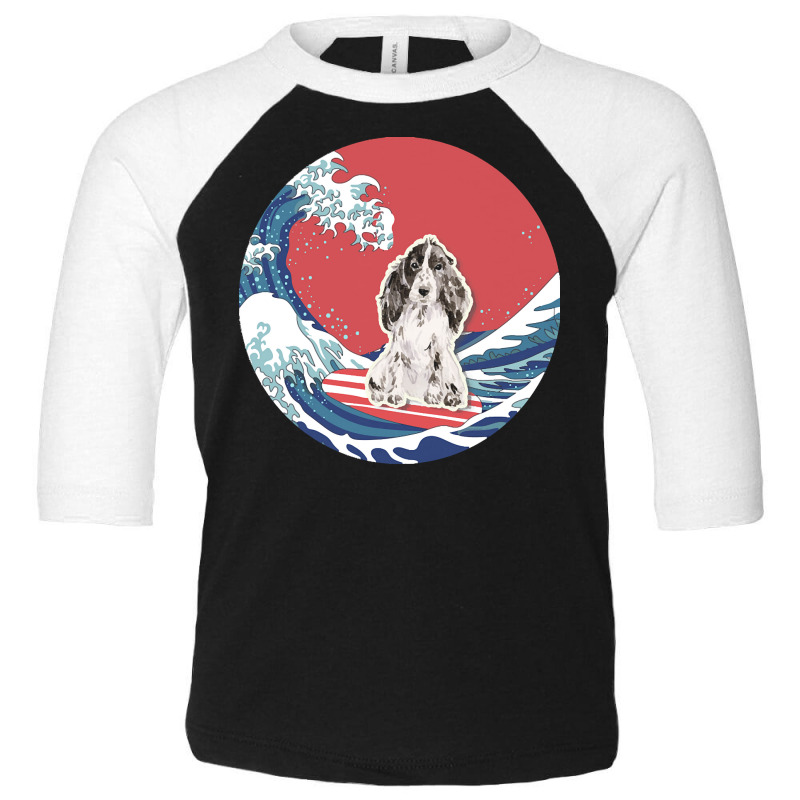 Cocker Spaniel T  Shirt Cocker Spaniel Gifts   Ocean Waves Surfing Coc Toddler 3/4 Sleeve Tee by kanekoelpin141 | Artistshot