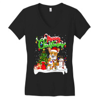 Corgi Dog Xmas Lighting Matching Santa Corgi Wearing Christmas 223 Wel Women's V-neck T-shirt | Artistshot