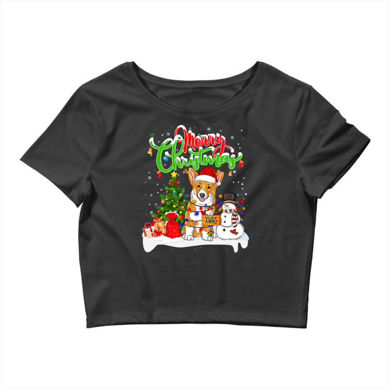 Corgi Dog Xmas Lighting Matching Santa Corgi Wearing Christmas 223 Wel Crop Top by hopelessoon | Artistshot