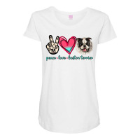 Peace Love Boston Terrier Maternity Scoop Neck T-shirt | Artistshot